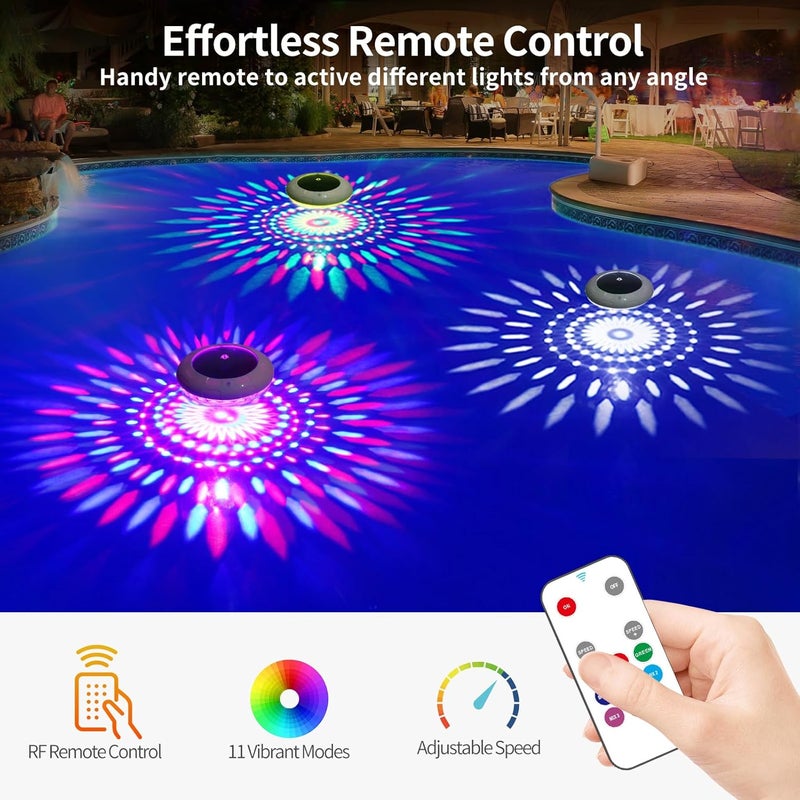 LENONE Floating Pool Lights Solar Powered, 6.5“ Vibrant RGB Colors Pool Lights That Float with Dynamic Lighting Effects, Waterproof Float or Hang Solar Floating Light for Pool Hot Tub Garden Party(1) - Image 4